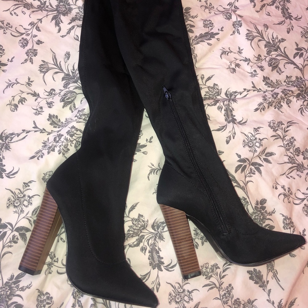 Black thigh high boots